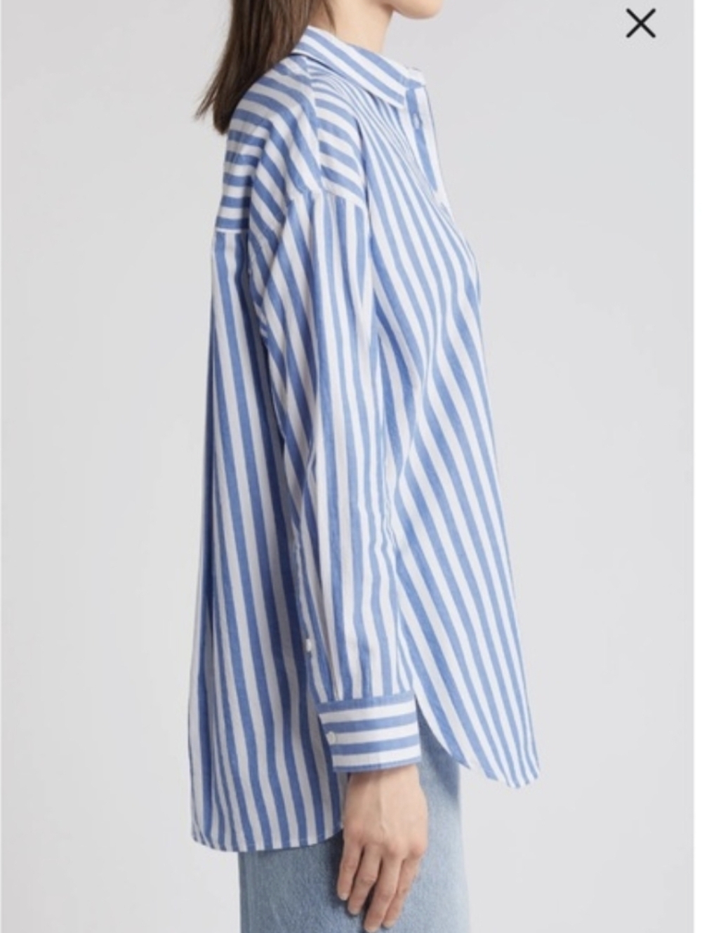 Madewell Airy Oversized Fit Poplin Stripe Button Up Shirt Size XXS - Picture 2 of 9